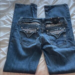 Miss Me Indigo Denim Jeans with Silver Accents